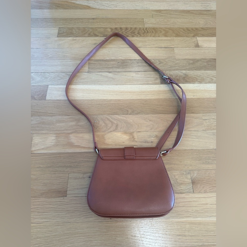 Vintage Style Western Buckle Crossbody Bag - Brown Faux Leather Y2K Boho - Picture 9 of 10